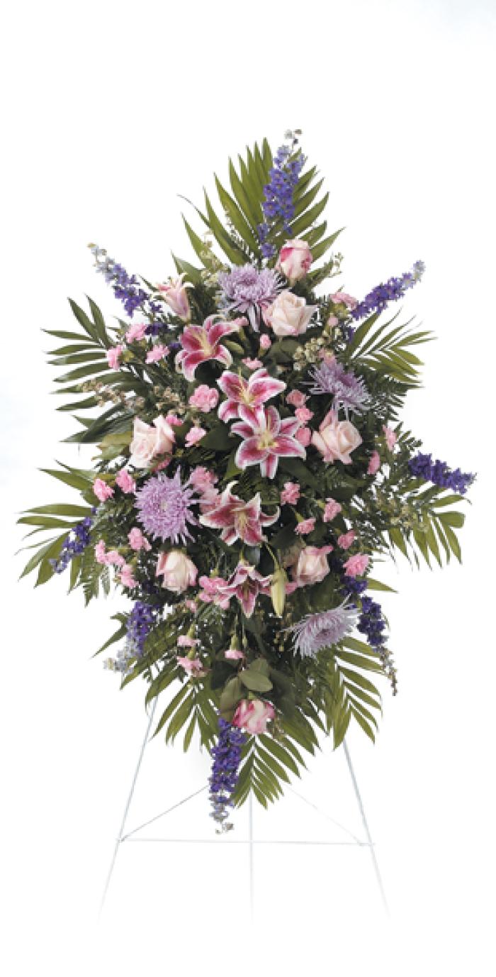 Lavender & Pink Standing Funeral Spray
