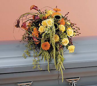 Orange and Yellow Cascading Casket Spray